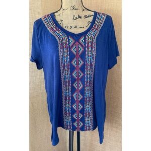 NEW YORK LAUNDRY Women's Embroidered Southwest Pullover Top Size XL